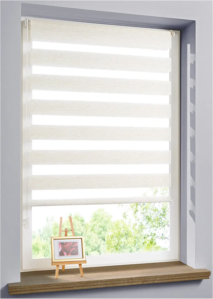 bonprix Doppelrollo mit schöner Leinen-Optik - beige Klemmträger