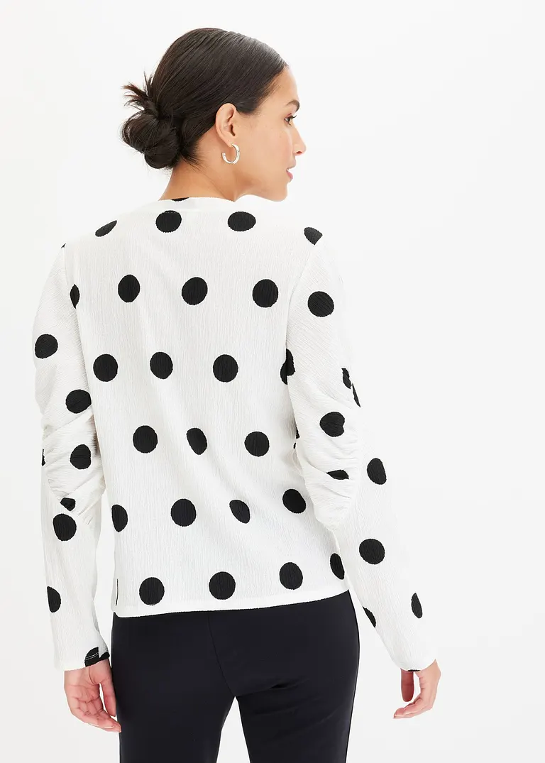 Bonprix Druck-Shirt Mit Raffungen An Den Ärmeln - Weiß - Damen