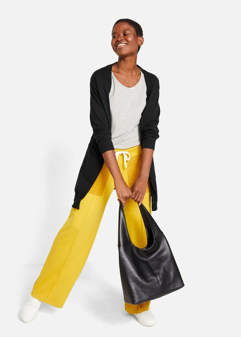 Bonprix Dünne Strickjacke Mit überschnittenen Schultern - Schwarz - Damen