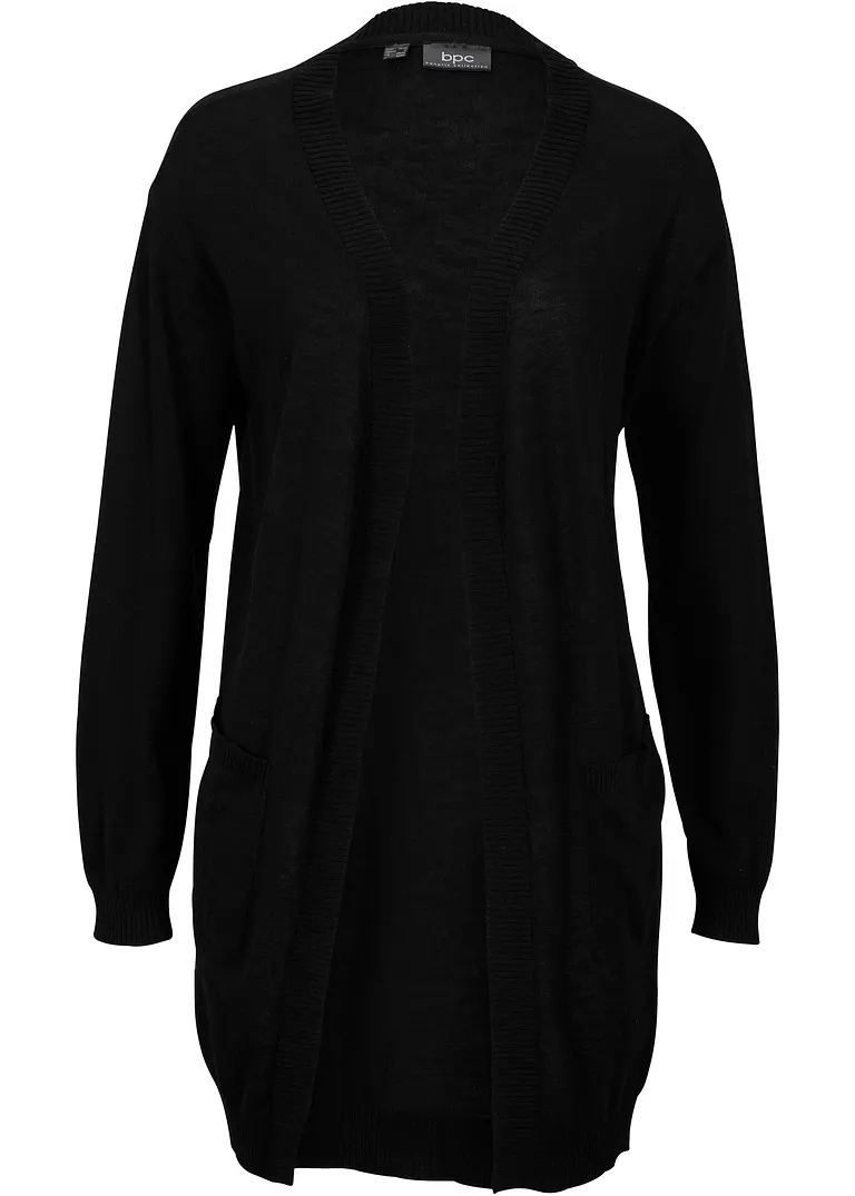 bonprix Dünne Strickjacke mit überschnittenen Schultern - schwarz - Damen
