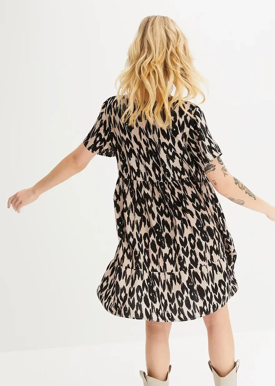Bonprix Easy To Wear - Lässiges Tunika-Kleid Im Angesagten Schwarz/weiß Druck