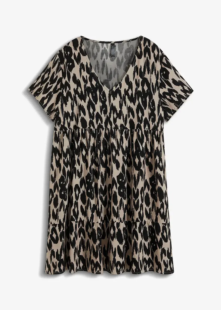 bonprix Easy to wear - lässiges Tunika-Kleid im angesagten Schwarz/weiß Druck