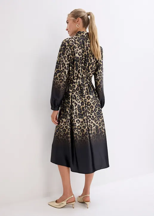 Bonprix Edel Glänzendes Satinkleid Mit Modischem Leo-Druck