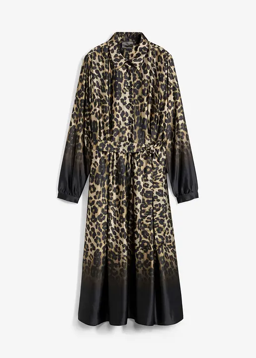 bonprix edel glänzendes Satinkleid mit modischem Leo-Druck