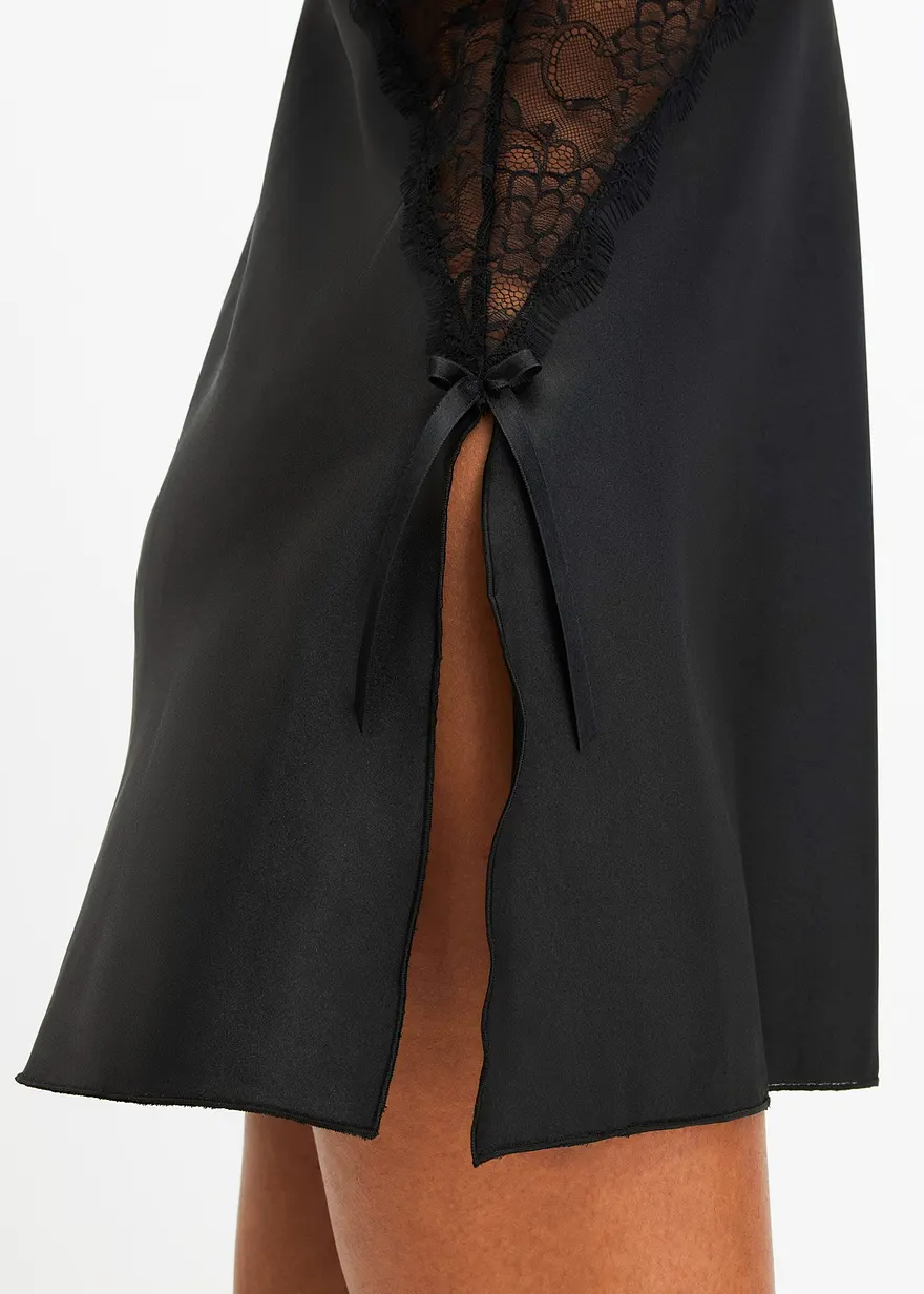 Bonprix Edles Negligé Mit Sinnlicher Spitze - Schwarz - Damen