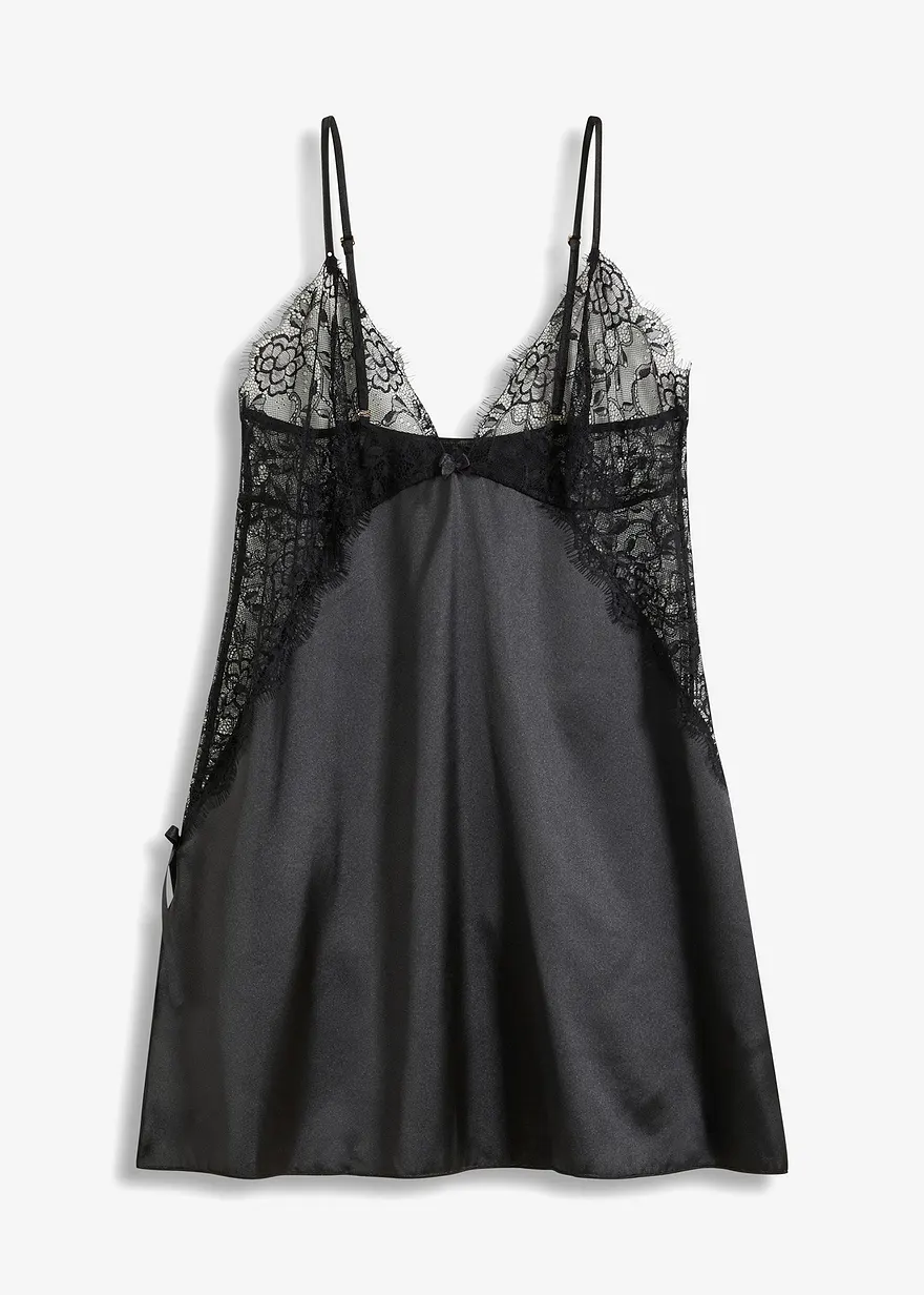 bonprix Edles Negligé mit sinnlicher Spitze - schwarz - Damen
