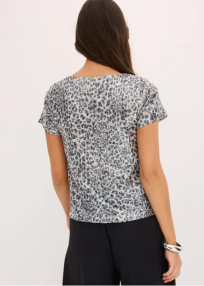 Bonprix Edles Pailettenshirt Mit Leopardenmuster - Beige