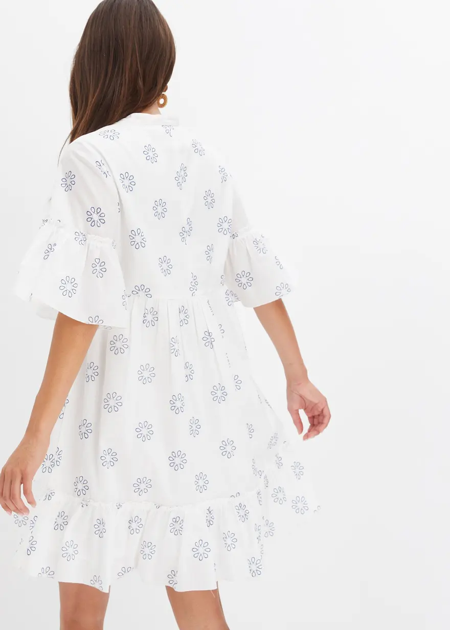Bonprix Ein Schönes Modernes Kleid Mit Volants - Weiß - Damen