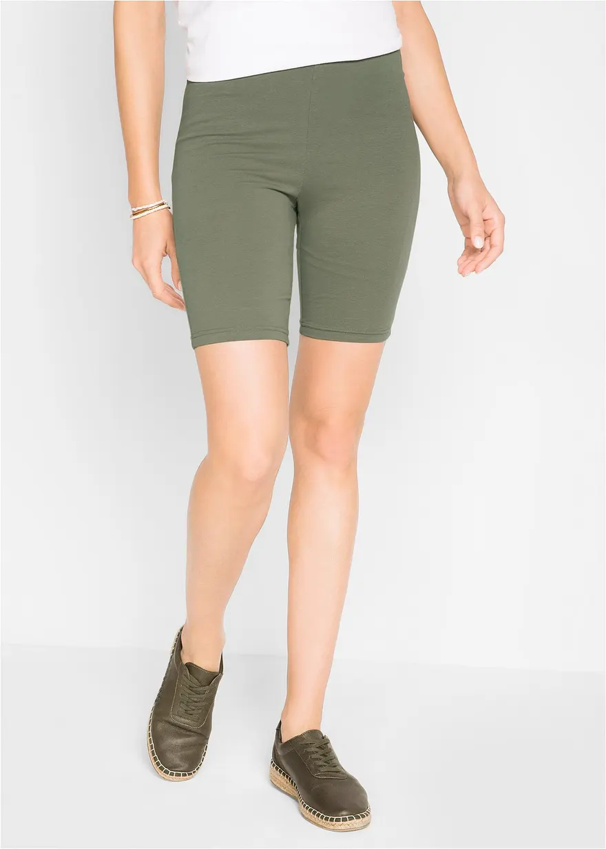 Bonprix Elastische Radlerhose Mit Gummizug In Der Taille - Oliv+schwarz
