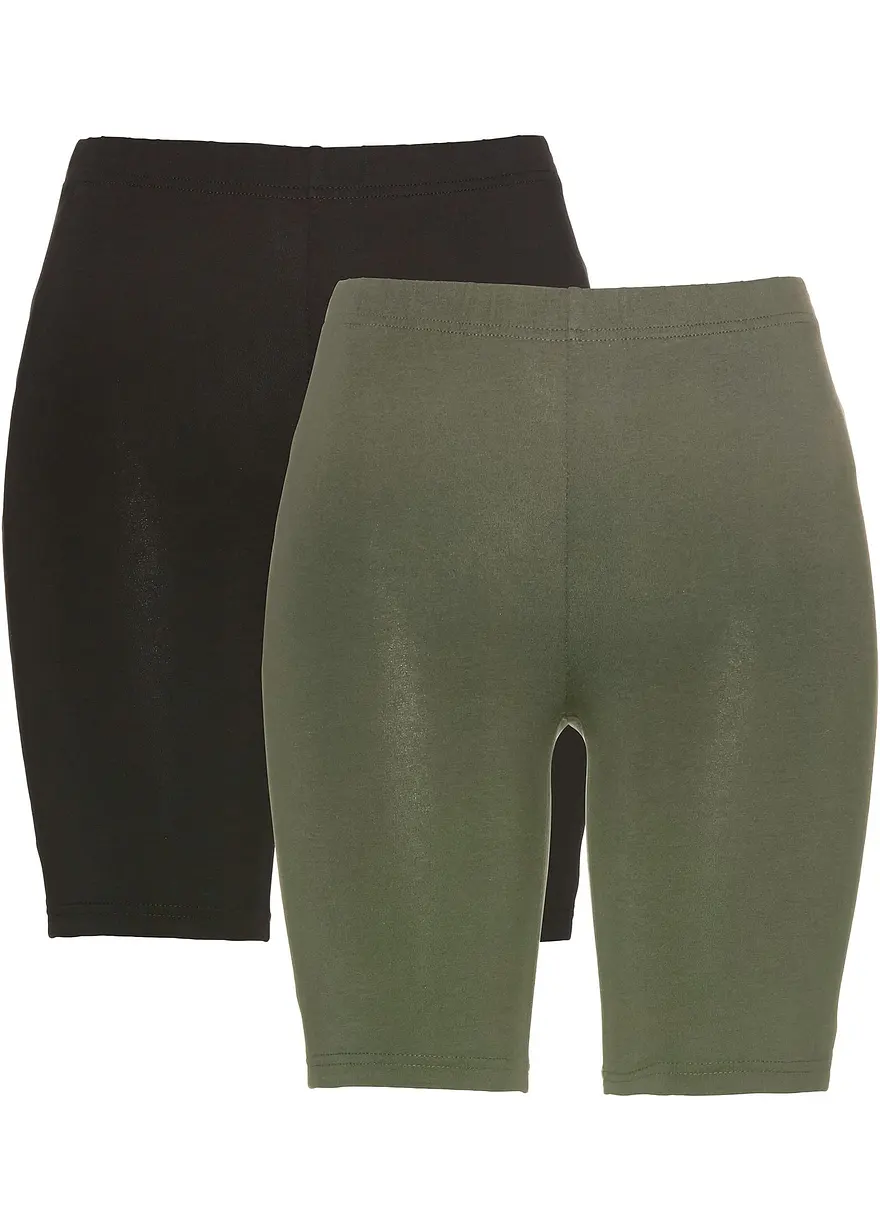 bonprix Elastische Radlerhose mit Gummizug in der Taille - oliv+schwarz