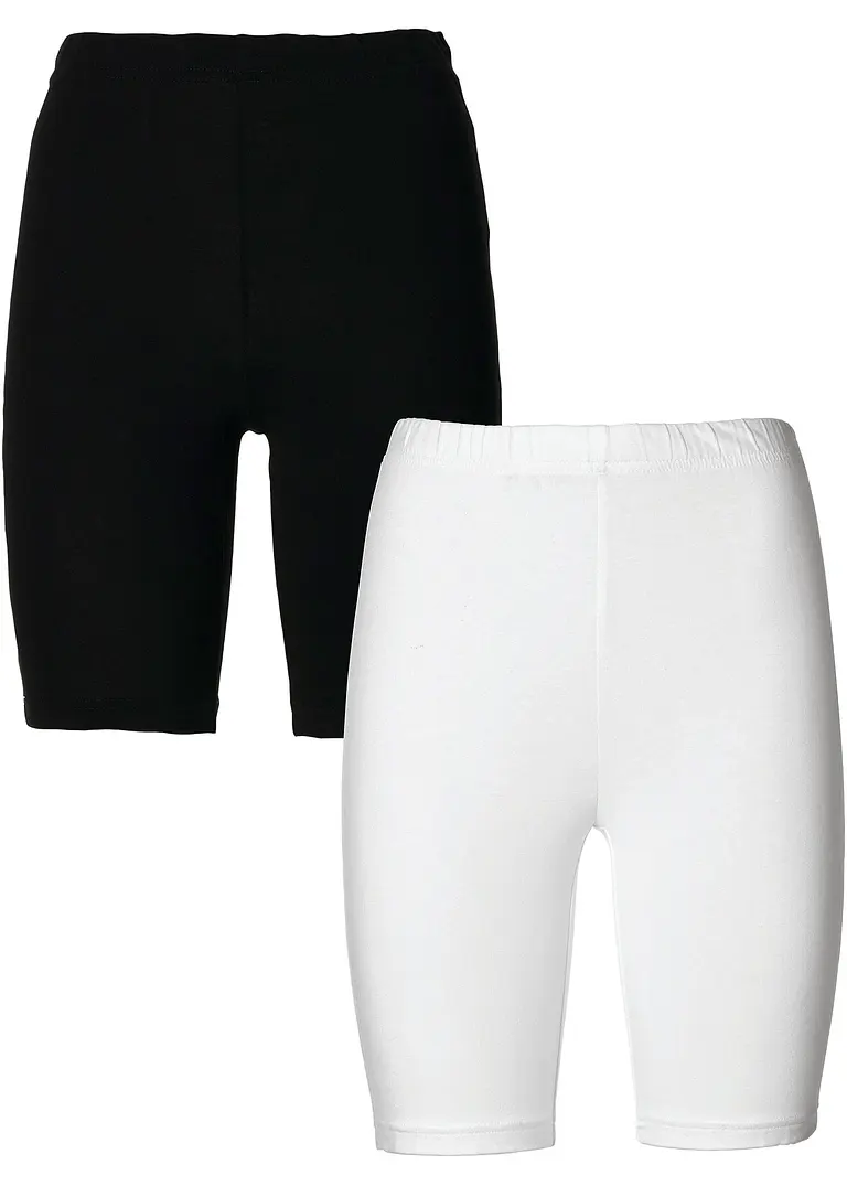 bonprix Elastische Radlerhose mit Gummizug in der Taille - weiss+schwarz