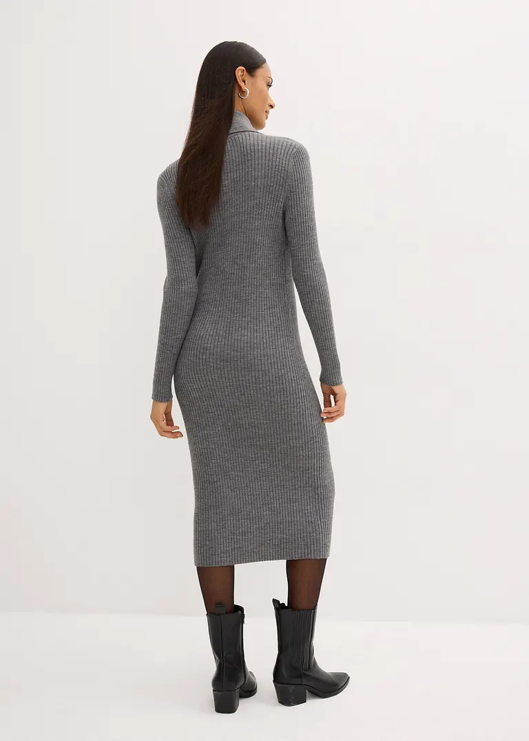 Bonprix Elegant Geschnittenes Strickkleid Aus Elastischem Merinowoll-Mix