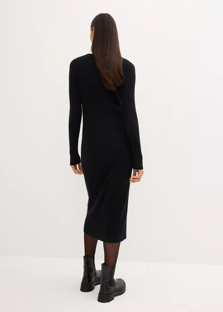 Bonprix Elegant Geschnittenes Strickkleid Aus Elastischem Merinowoll-Mix
