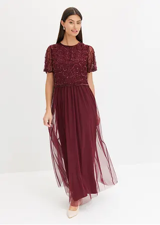 Bonprix Elegant Und Feminin: Abendkleid Aus Feinem Tüll Mit Paillettenstickerei Im Oberteil. Der-Muschel-Saum Im Oberteil Und An Ärmel Verleihen Dem Kleid Eine Besondere Eleganz