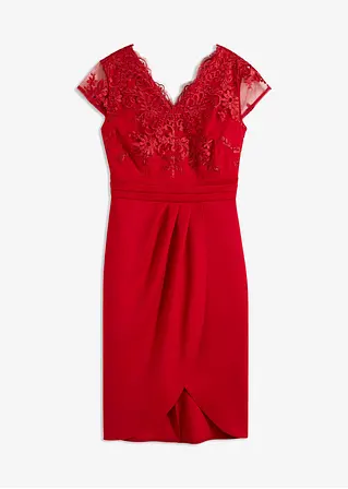 bonprix Elegant und feminin: Minikleid mit Spitzen im Oberteil und einem Rock in Wickel-Optik aus fester Scuba-Qualität