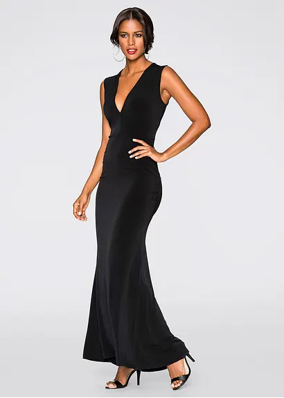 Bonprix Elegant Und Sexy Abendkleid Aus Jersey Mit Einem Tiefen Rückenausschnitt Verziert Mit Strasssteinen Für Den Besonderen Anlass