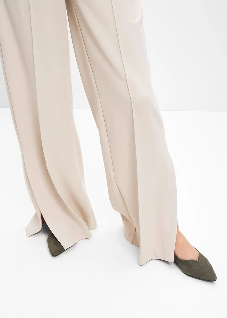 Bonprix Elegante Ballerina Aus Veloursleder - Grün - Damen