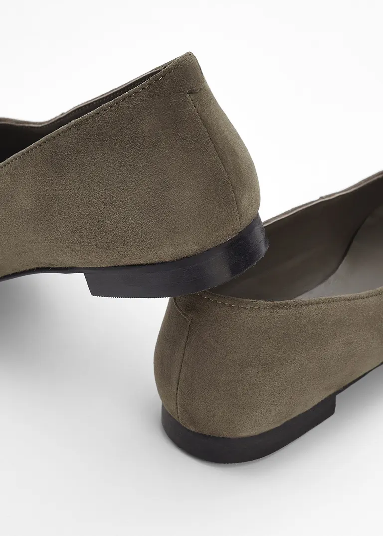 Bonprix Elegante Ballerina Aus Veloursleder - Grün - Damen