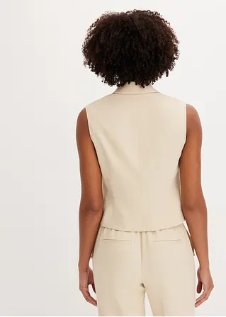 Bonprix Elegante Blazerweste Mit Dekorativem Knopf - Beige