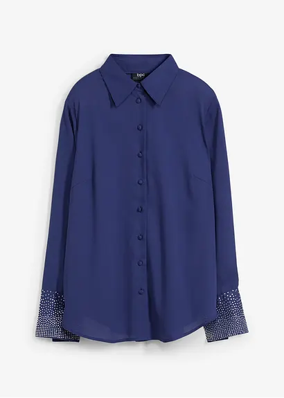bonprix elegante Bluse mit Glitzersteinchen - blau - Damen