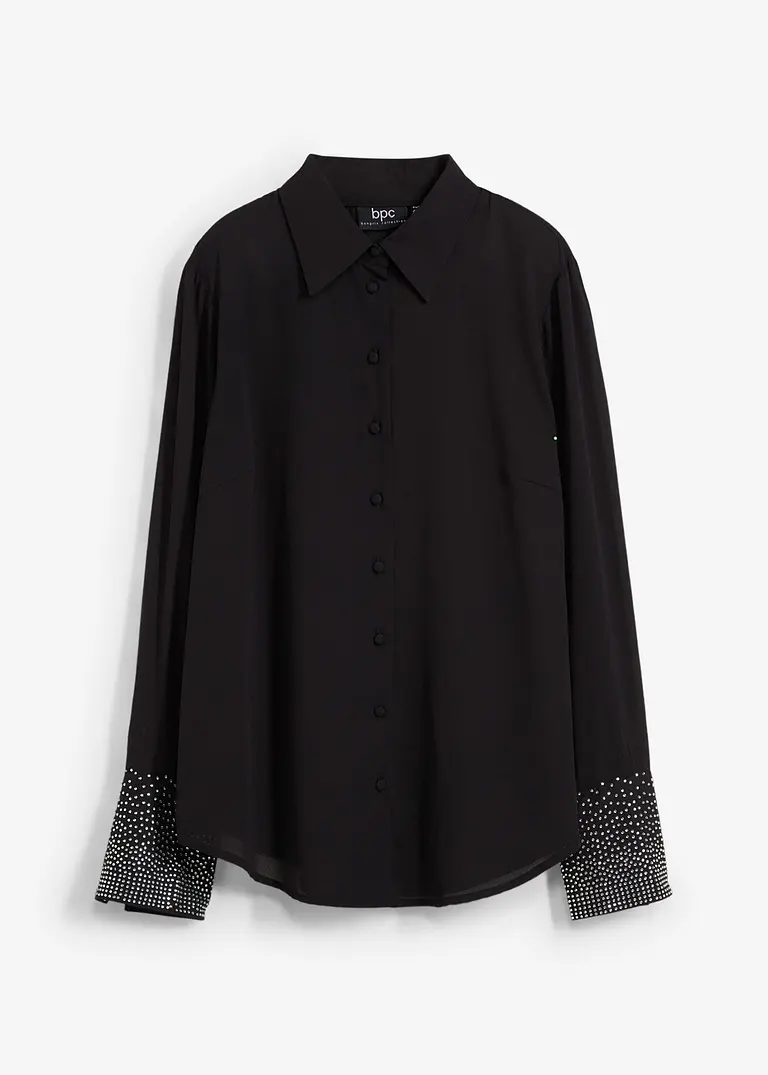 bonprix elegante Bluse mit Glitzersteinchen - schwarz - Damen