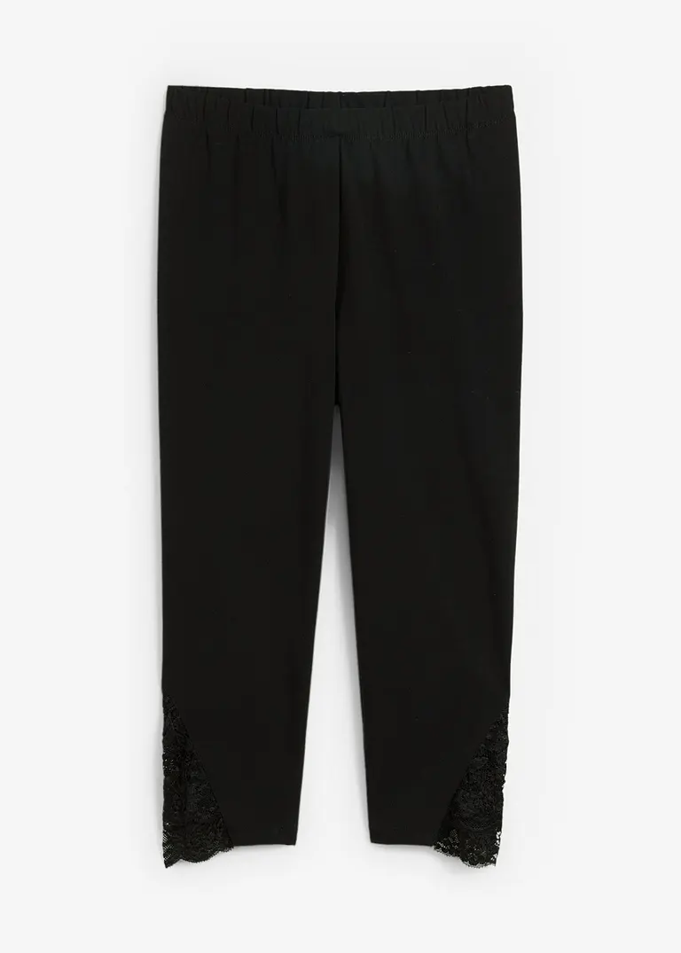 bonprix elegante Capri-Leggings mit Spitze - schwarz - Damen