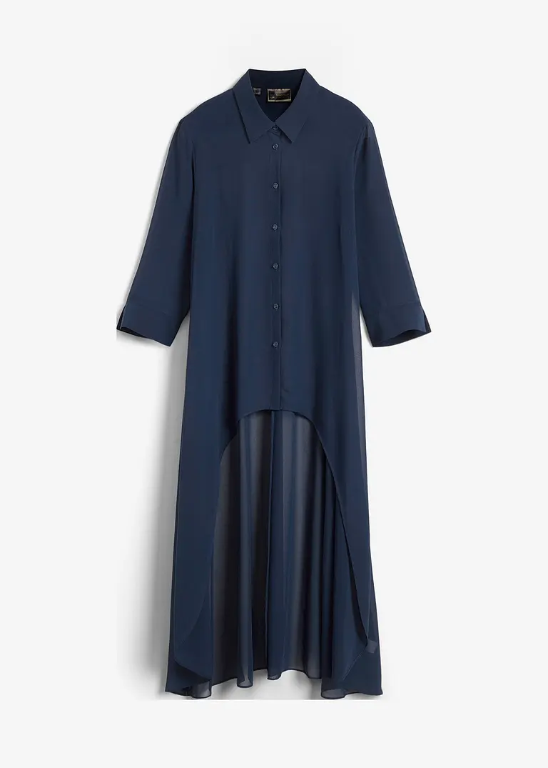 bonprix elegante Chiffonbluse mit Volants - blau - Damen
