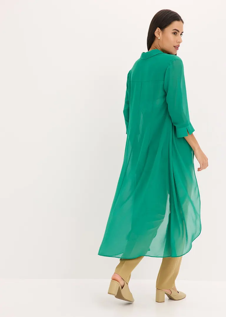 Bonprix Elegante Chiffonbluse Mit Volants - Grün - Damen
