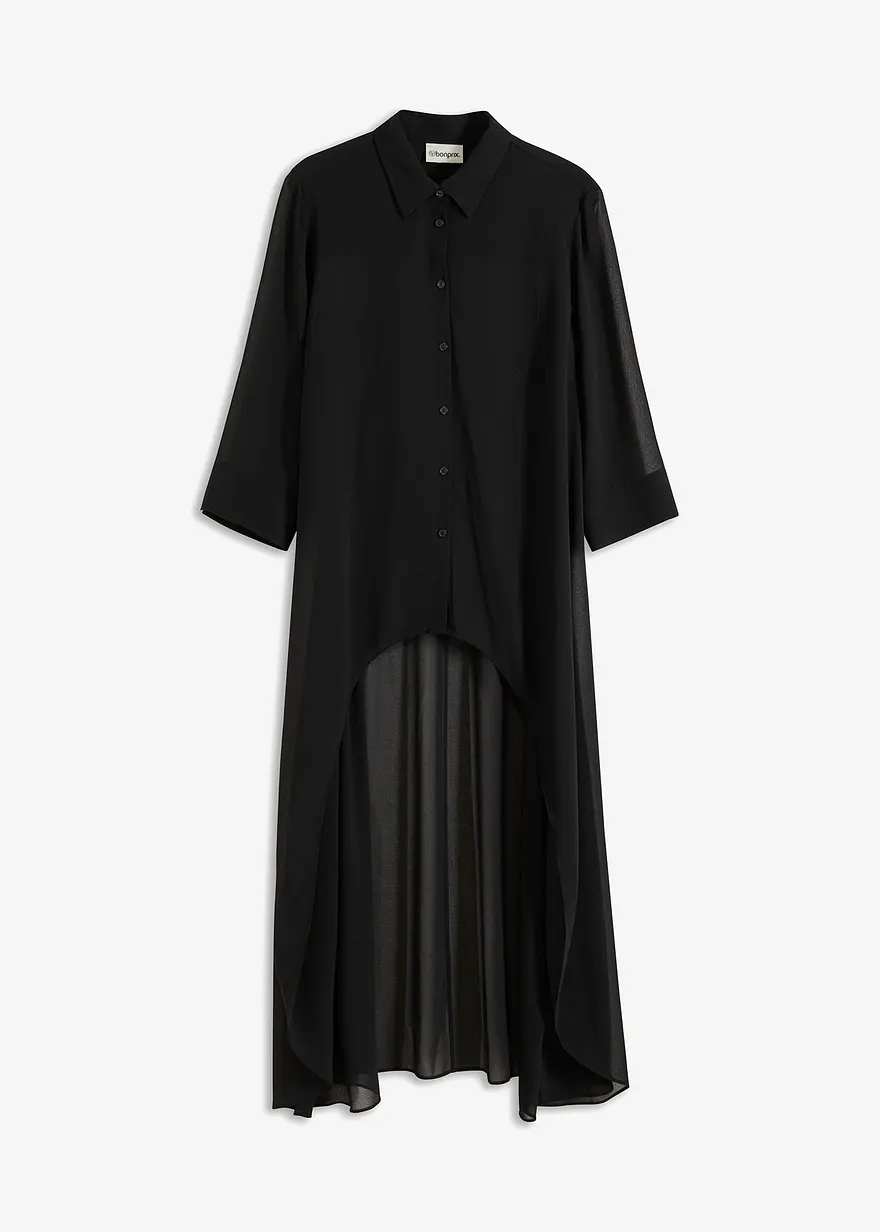 bonprix elegante Chiffonbluse mit Volants - schwarz - Damen