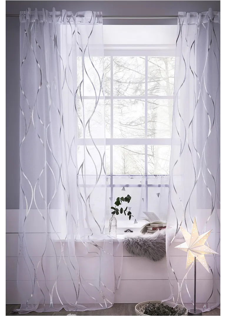 Bonprix Elegante Gardine Mit Glänzenden Wellenmuster