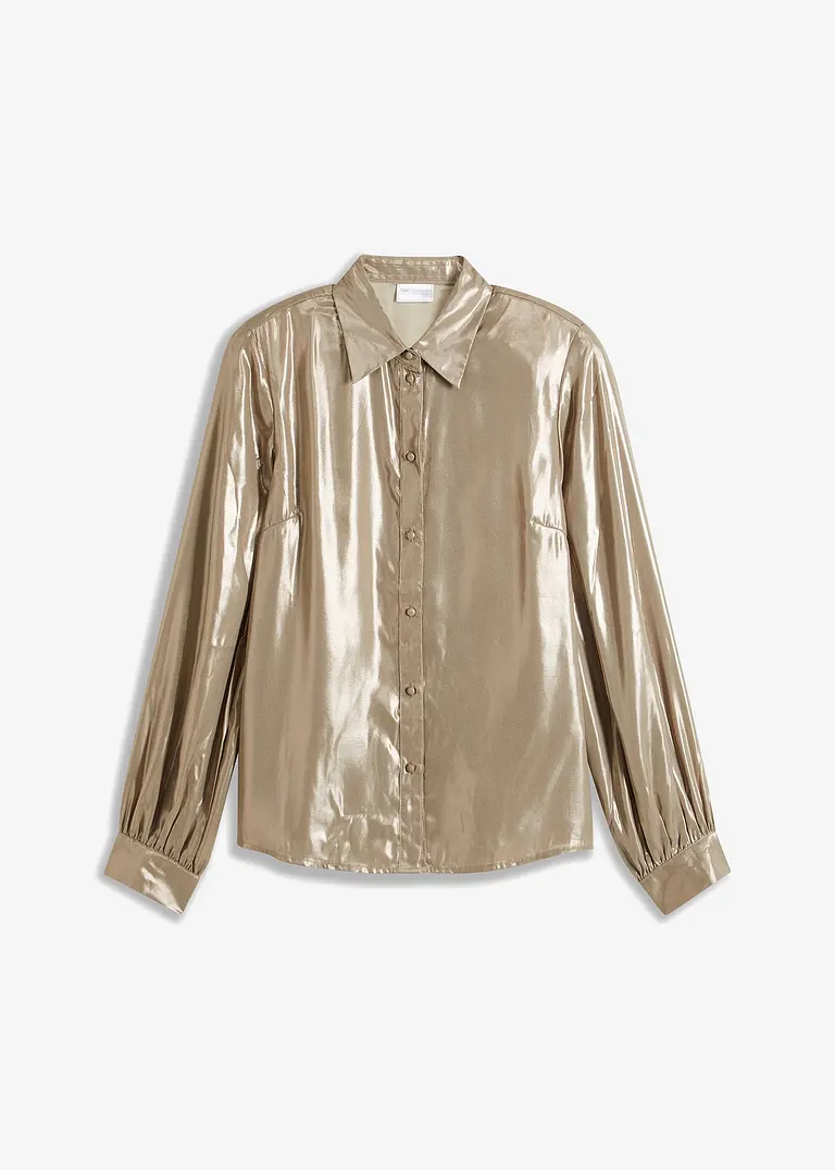 bonprix elegante Hemdbluse mit edlem Glanzdruck - beige - Damen