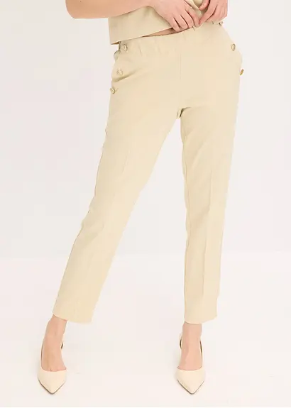 Bonprix Elegante Hose Mit Bequembund Und Dekorativen Knöpfen. - Beige