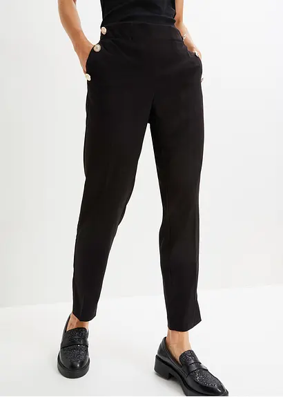 Bonprix Elegante Hose Mit Bequembund Und Dekorativen Knöpfen. - Schwarz