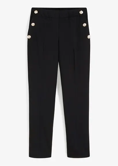 bonprix Elegante Hose mit Bequembund und dekorativen Knöpfen. - schwarz