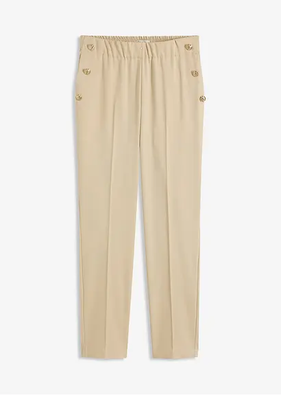 bonprix Elegante Hose mit Bequembund und dekorativen Knöpfen. - beige
