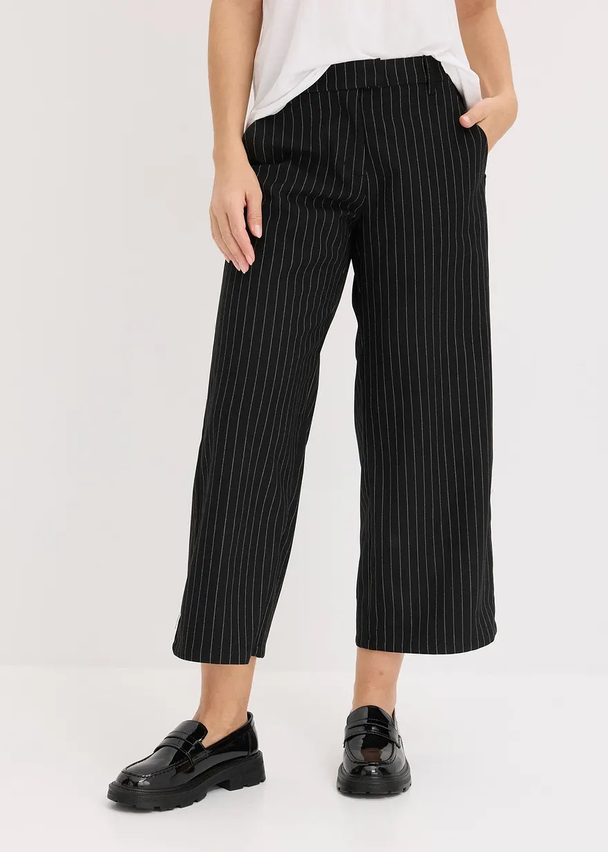 Bonprix Elegante Hose Mit Kurzem Bein - Schwarz - Damen