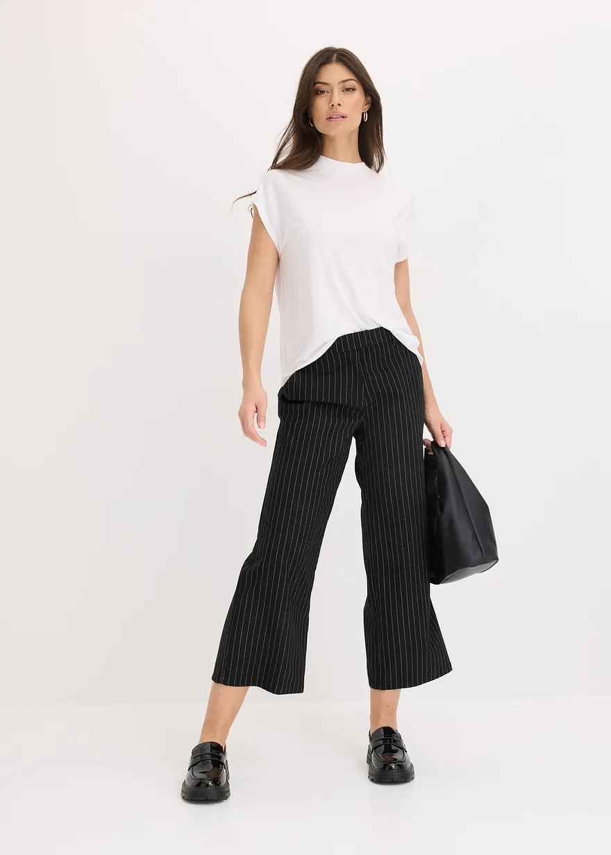 Bonprix Elegante Hose Mit Kurzem Bein - Schwarz - Damen