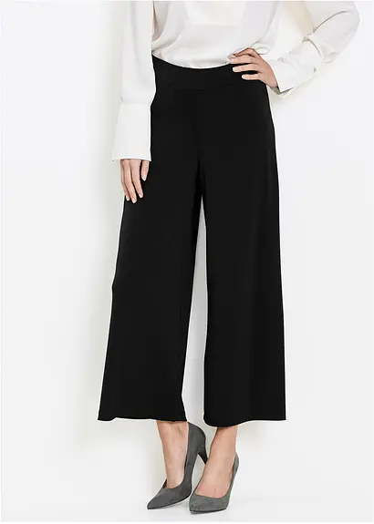 Bonprix Elegante Hose Mit Weitem Bein - Schwarz - Damen
