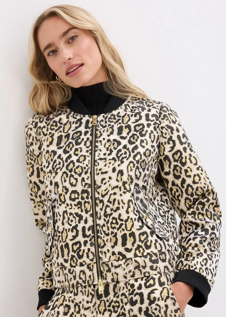 Bonprix Elegante Jacke Aus Hochwertigem Jacquard Mit Glitzerfäden - Beige