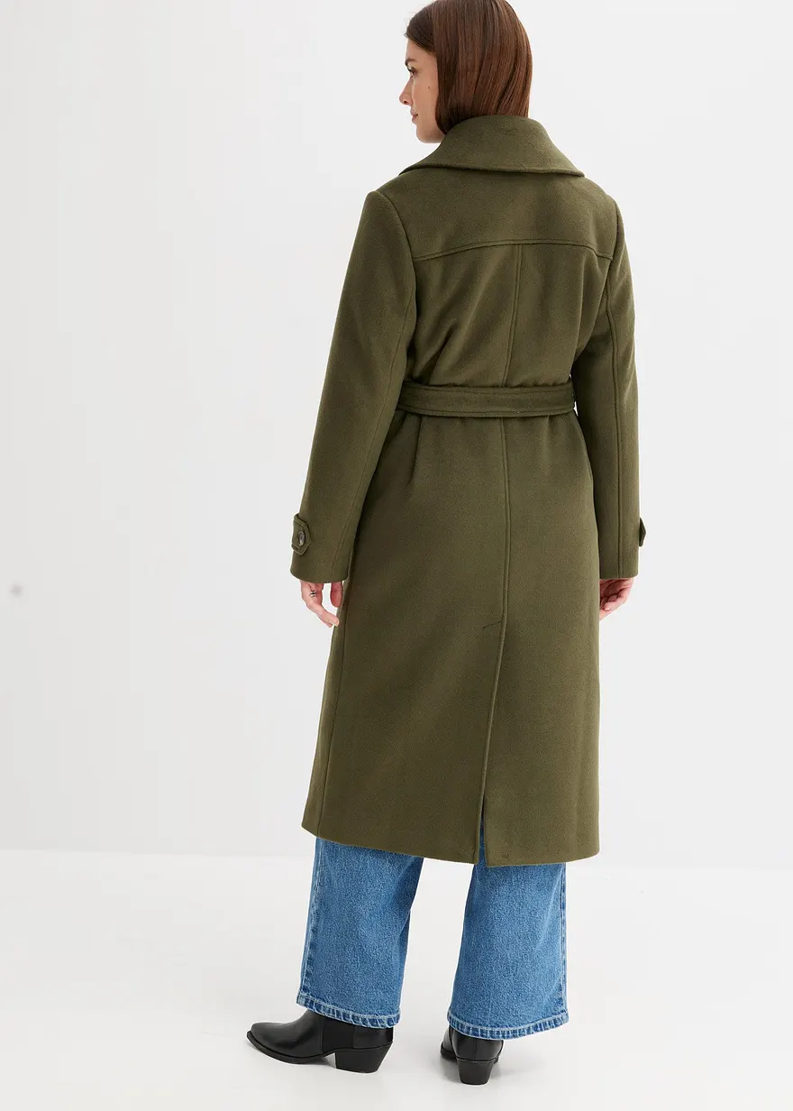 Bonprix Elegante Jacke Mit Bindegürtel - Grün Regular - Damen