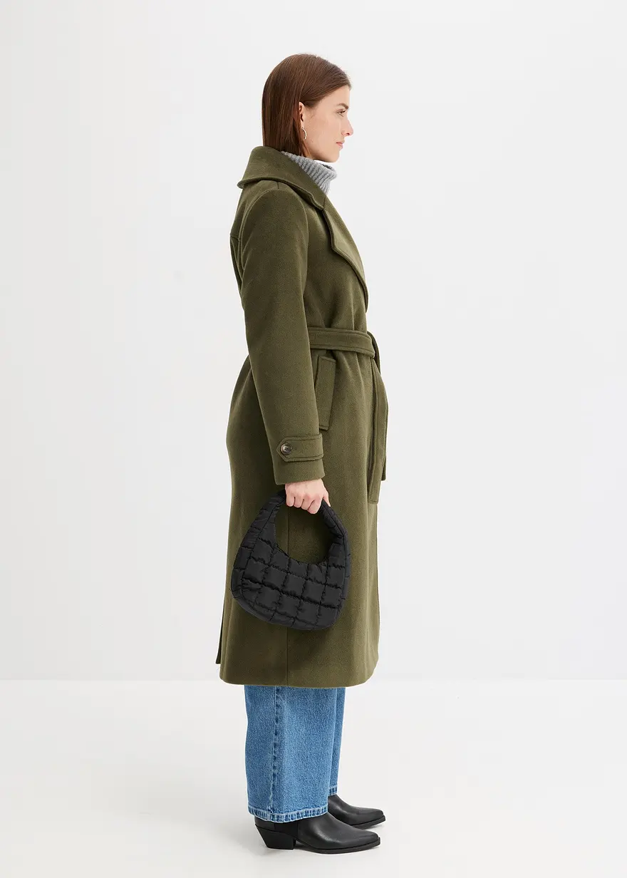 Bonprix Elegante Jacke Mit Bindegürtel - Grün Regular - Damen