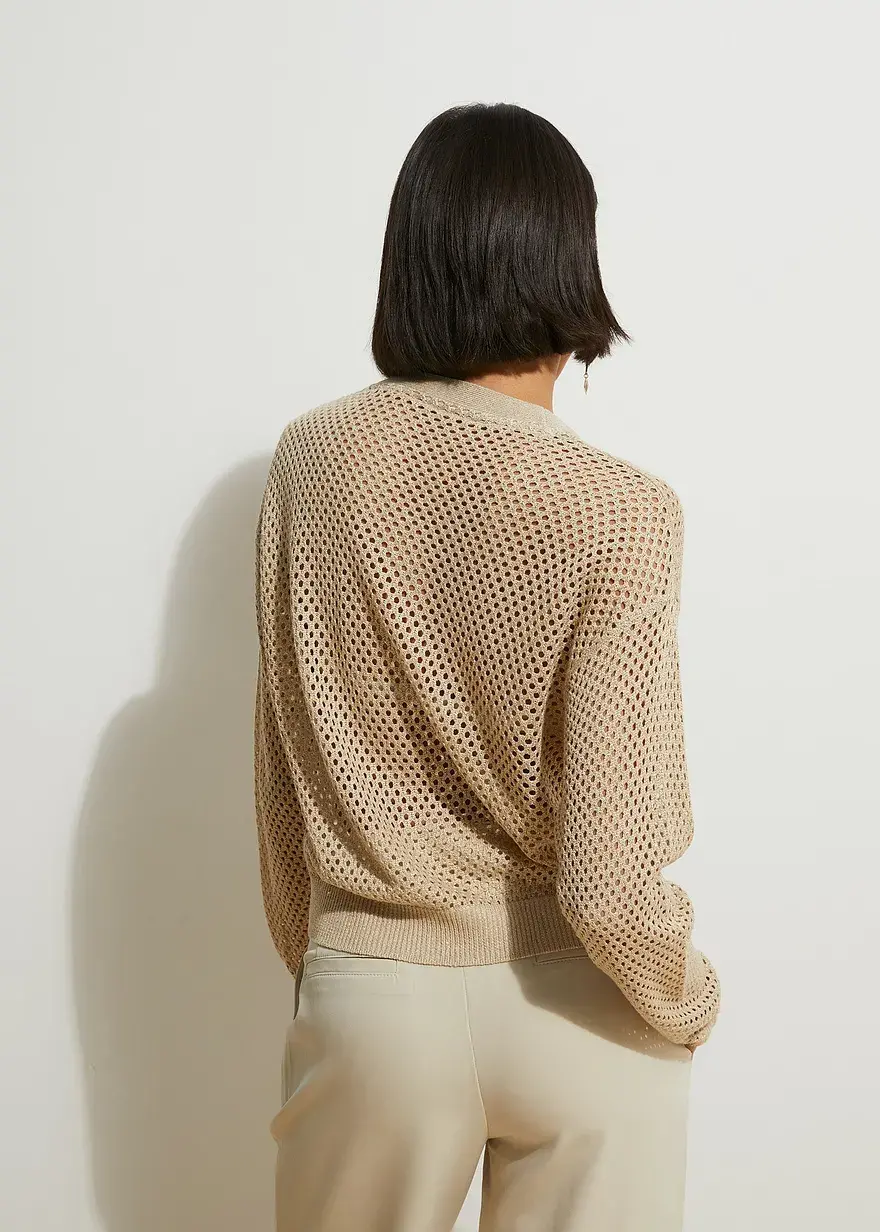 Bonprix Elegante Kurz-Strickjacke Mit Reißverschluss Vorne - Beige
