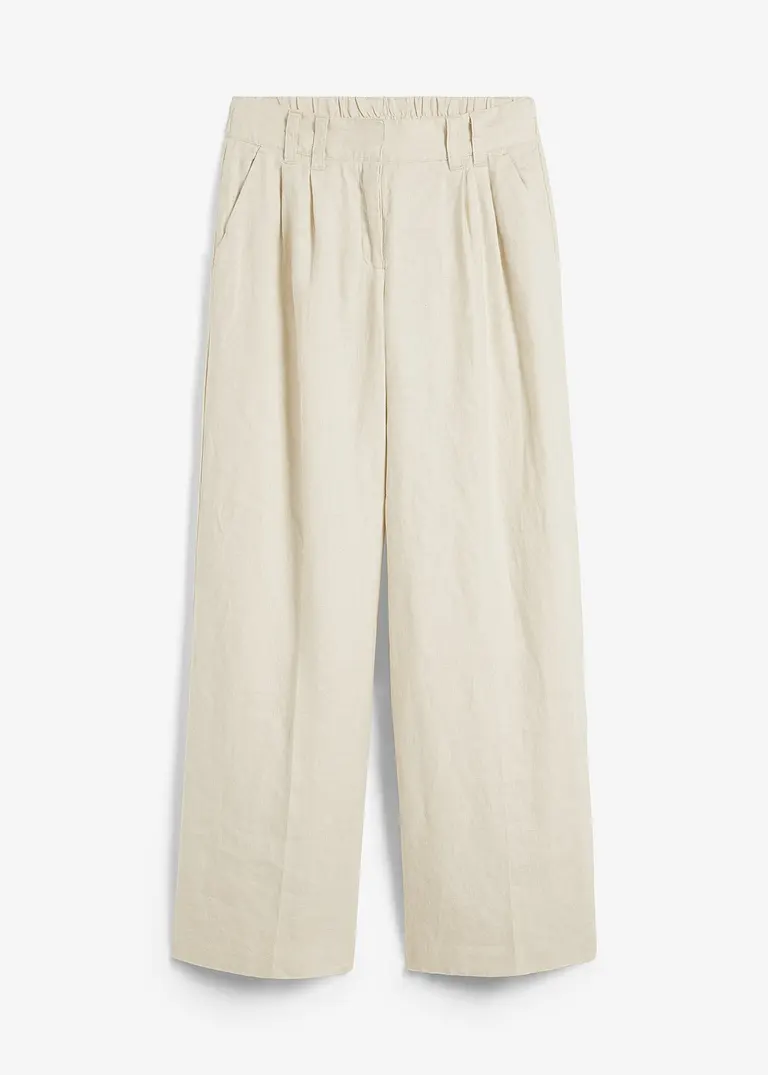 bonprix elegante Leinenhose mit Bundfalten - beige - Damen
