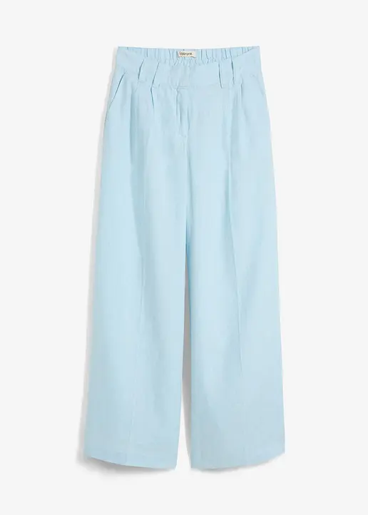bonprix elegante Leinenhose mit Bundfalten - blau - Damen