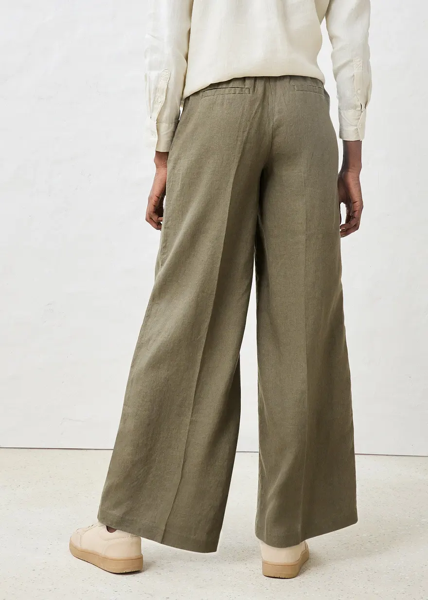 Bonprix Elegante Leinenhose Mit Bundfalten - Grün - Damen