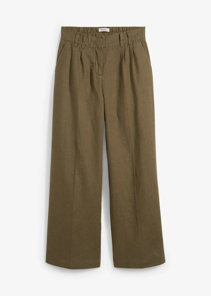 bonprix elegante Leinenhose mit Bundfalten - grün - Damen