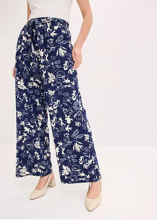 Bonprix Elegante Marlenehose Mit Floralem Druck - Blau - Damen