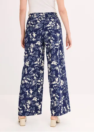 Bonprix Elegante Marlenehose Mit Floralem Druck - Blau - Damen