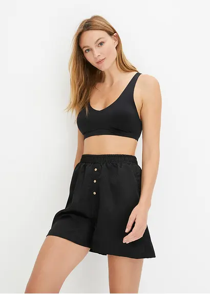 Bonprix Elegante Schlafhose Aus Fließendem Satin - Schwarz