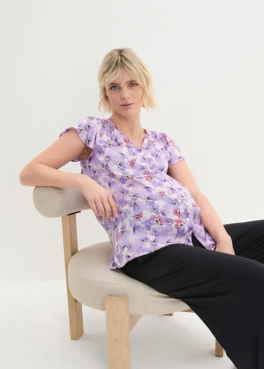 Bonprix Elegante Schwangerschaftsbluse Mit Stillfunktion - Lila
